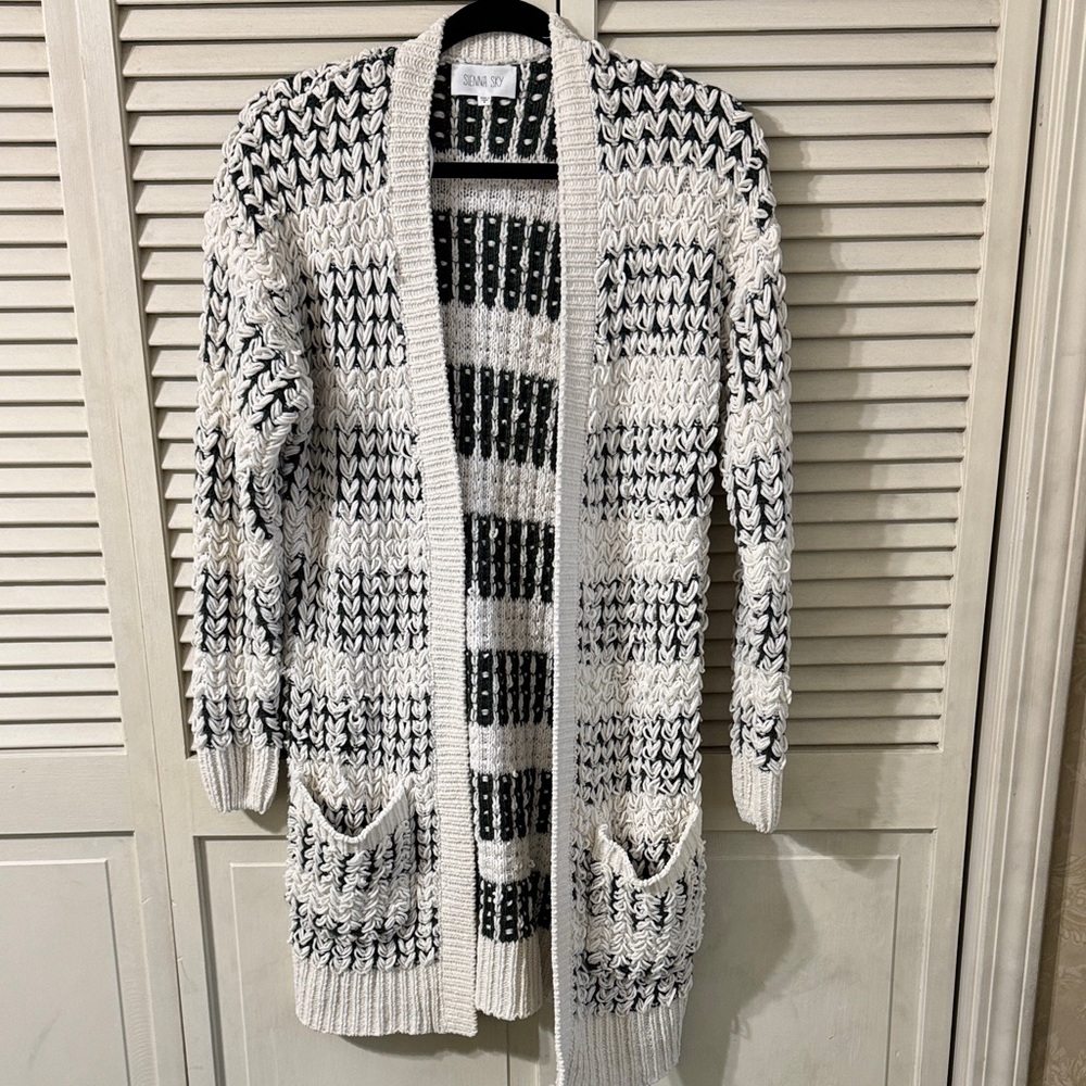 Sienna Sky Black and White Knit Cardigan